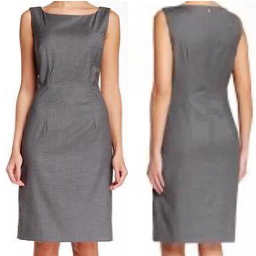 Hugo Boss Dinoma gray wool blend sheath dress  sleeveless women Size 6